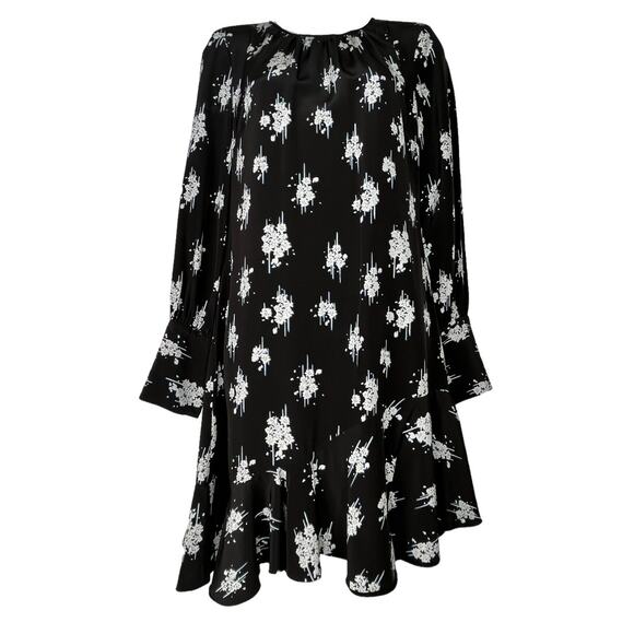 Derek Lam Dresses & Skirts - Derek Lam 10 Crosby Silk Black Floral Knee Length Dress Ruffle Hem Womens XS 4